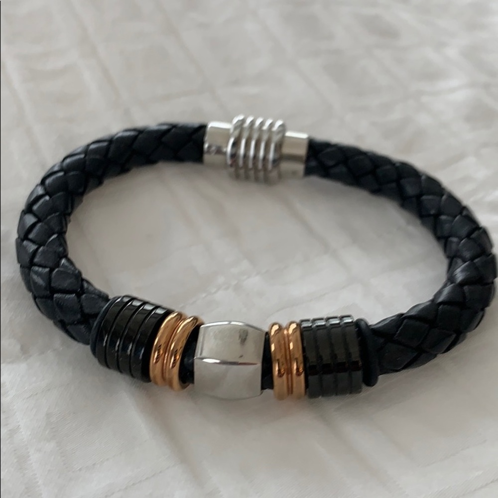 Stainless Steel & Leather Bracelet